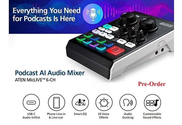 Podcast AI Audio Mixer | MicLIVE™ 6-CH