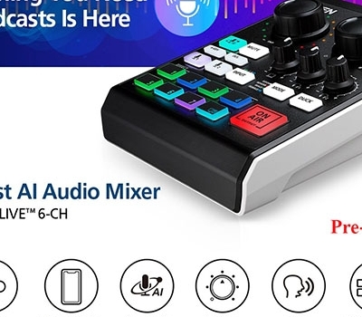 Podcast AI Audio Mixer | MicLIVE™ 6-CH Podcast AI Audio Mixer | MicLIVE™ 6-CH